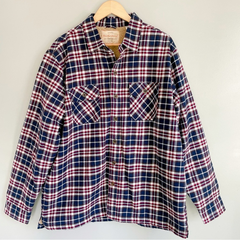 NWT Original Weatherproof Vintage Sherpa Lined Plaid Winter Shirt Jacket Mens XL
